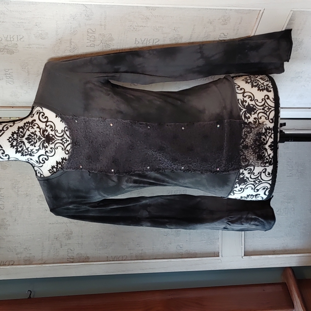 Y2K Sisley Black Tye-dye Lace Fairycore Bell Sleeved Top XS/S